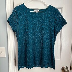 Calvin Klein Lace overlay blouse, Size L,  NWOT